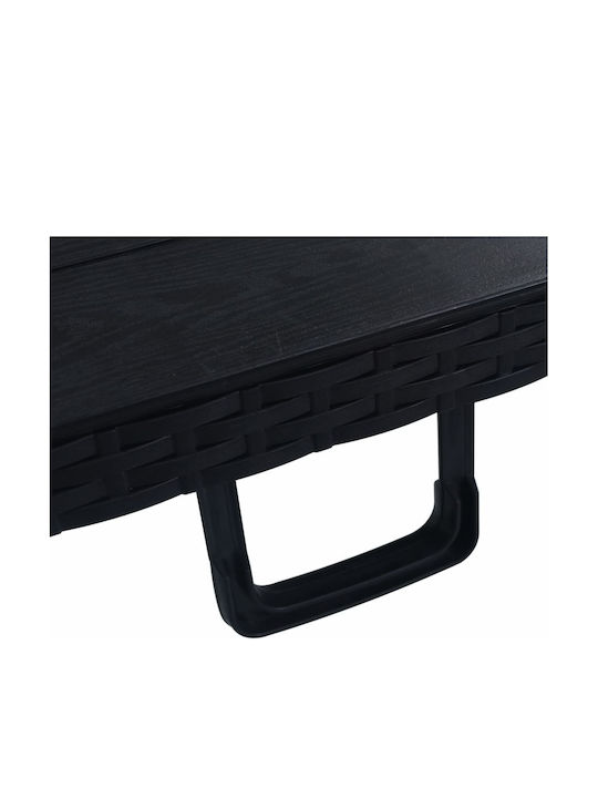 Outdoor Dinner Foldable Table with Plastic Surface and Metal Frame Black 180x75x72cm