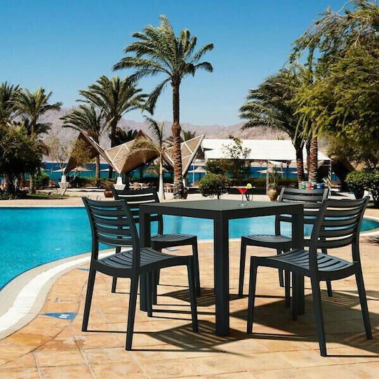 Ares Auxiliary Outdoor Free Standing Polypropylene Table Black 80x80x75cm