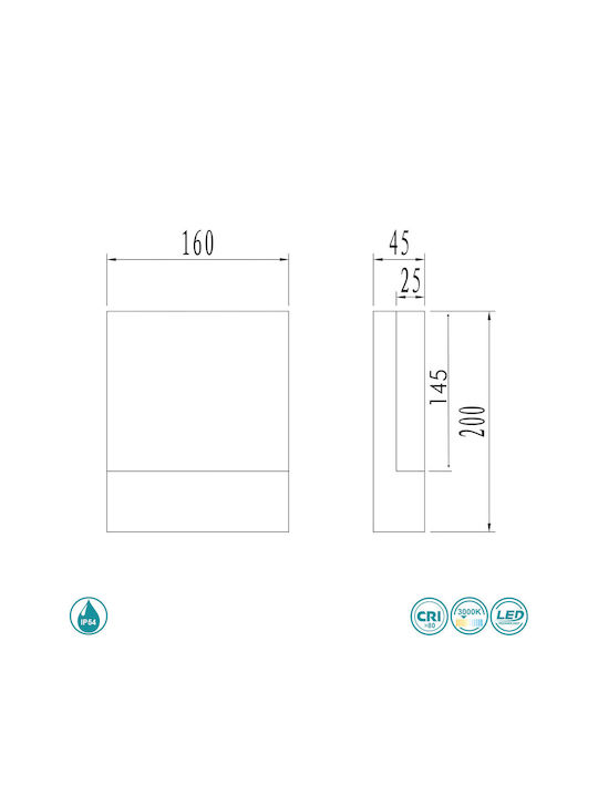 Trio Lighting Pecos Wall-Mounted Outdoor Ceiling Light LED IP54 6W with Warm White Light 16x20εκ.