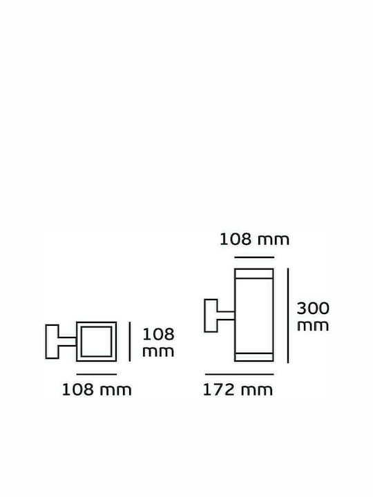 VK Lighting VK/01065/G Wall-Mounted Outdoor Spot E27 IP54 Double Beam 10.8x30εκ.