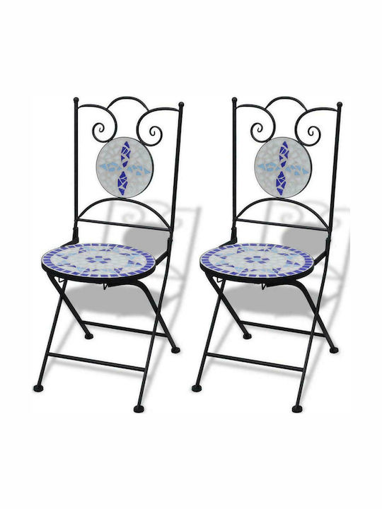 Garten- und Outdoor-Möbelsets für kleinen Raum 3 Stück Blau / Weiß