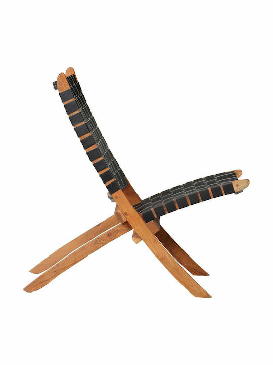Outdoor Armchair Wooden Genuine Leather 59x72x79cm