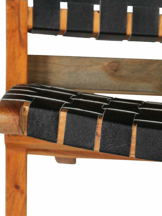 Outdoor Armchair Wooden Genuine Leather 59x72x79cm