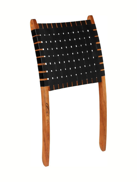 Outdoor Armchair Wooden Genuine Leather 59x72x79cm