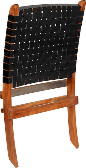 Outdoor Armchair Wooden Genuine Leather 59x72x79cm