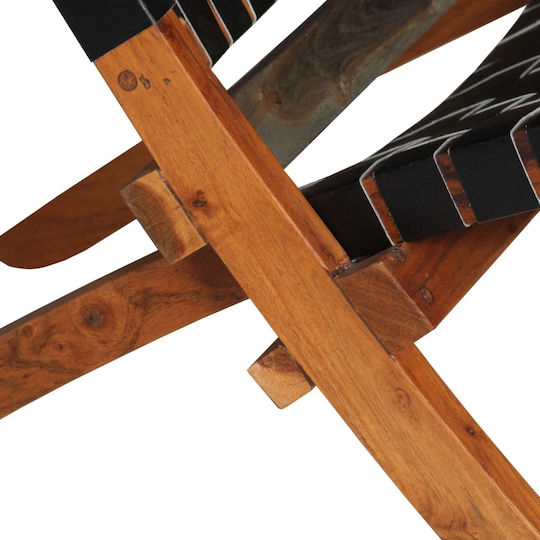 Outdoor Armchair Wooden Genuine Leather 59x72x79cm