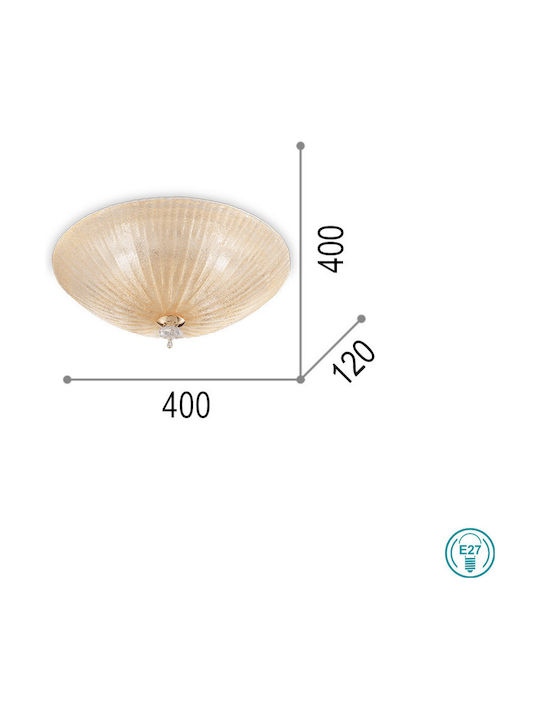Ideal Lux Shell Πλαφονιέρα Οροφής 40εκ. Μελί με Ντουί E27