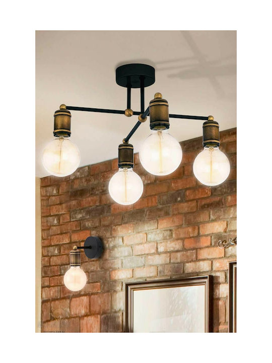 TK Lighting Retro Vintage Metalică Plafonieră de tavan cu Dulie E27 Negru