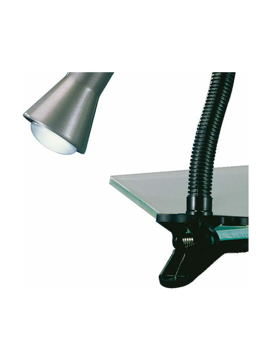 Trio Lighting Flexo Φωτιστικό Γραφείου με Εύκαμπτο Βραχίονα για Ντουί E14 και Κλιπ σε Ασημί Χρώμα