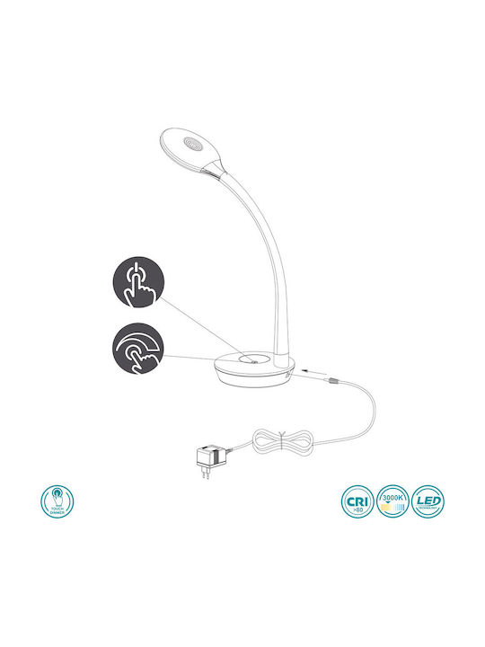 Trio Lighting LED Office Lamp with Flexible Arm in Silver Color