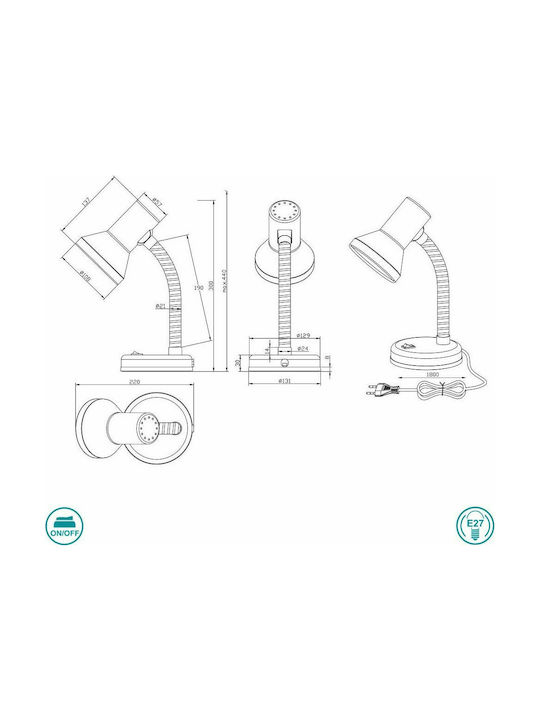 Trio Lighting Pronto Φωτιστικό Γραφείου με Εύκαμπτο Βραχίονα για Ντουί E27