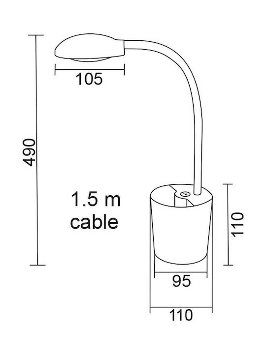 Aca LED Bürobeleuchtung mit flexiblem Arm in Weiß Farbe