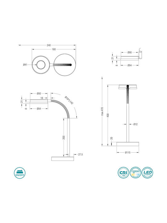 Trio Lighting Rennes LED Schreibtischlampe mit flexiblem Arm in Silber Farbe