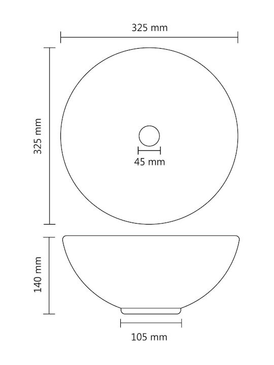 vidaXL Deasupra Blatului Chiuvetă Ceramică 32.5x32.5x14cm Negru