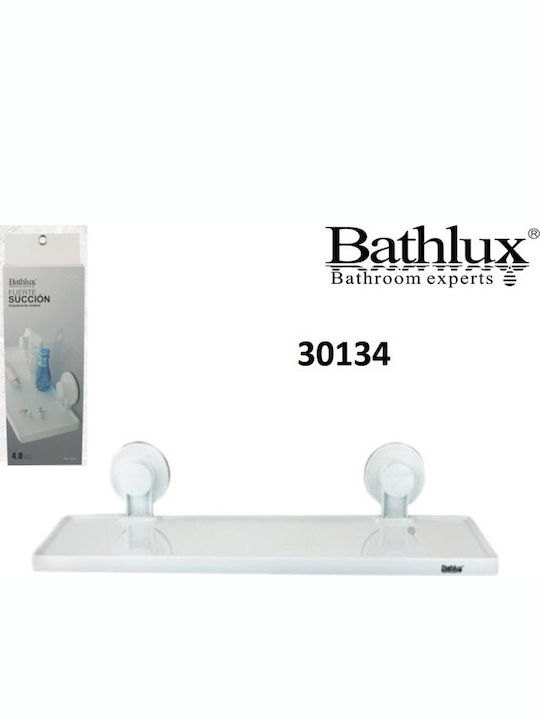 Bathlux 30134 Wall Mounted Bathroom Shelf Plastic with 1 Shelf and Suction Cups 32x11.7x9.5cm White