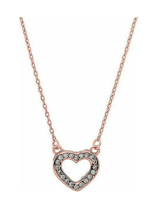 Prince Silvero Necklace with design Heart from Gold Plated Silver with Zircon