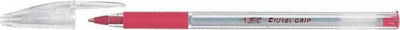 Bic Cristal Grip Medium Pen Ballpoint 1mm with Red Ink