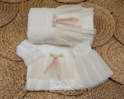 Lina Baby Set Botez - Olane Κάρμεν Ecru 6buc