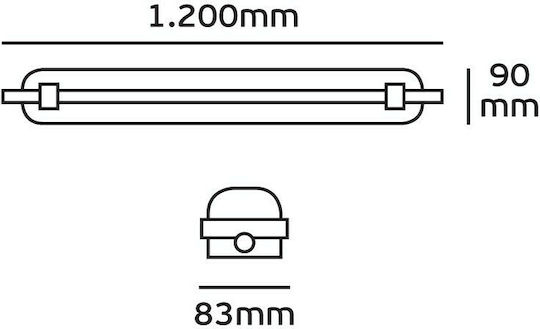 VK Lighting Lighting Batten Double-Ended Outdoor with 1 Slot for LED Lamp T8 120cm