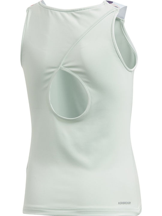 Adidas Kids Blouse Sleeveless Green Keyhole Tennis Tank