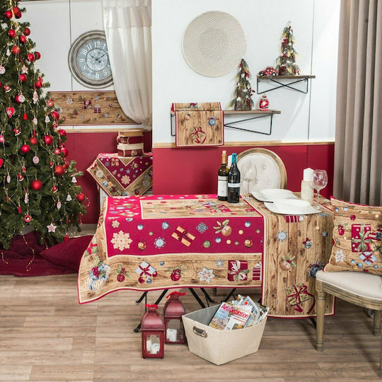 Teoran Gift Коледно Покривка за маса Червен Д220xШ140см.