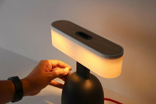 Allocacoc Dina Ceramic Table Lamp LED with White Shade and Black Base