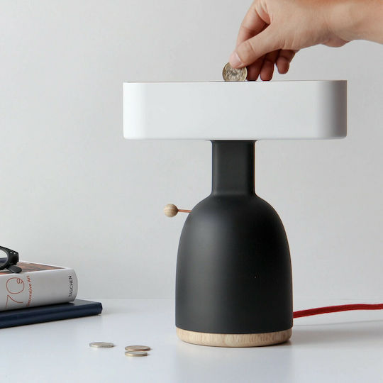 Allocacoc Dina Ceramic Table Lamp LED with White Shade and Black Base