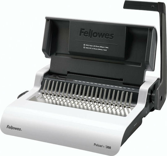 Fellowes Pulsar + Manual Comb Binder Bookbinder Machine for Spirals for Maximum 300 Sheets 5627601