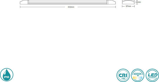 Globo Lighting Φωτιστικό Πάγκου Κουζίνας Jon LED 18W Φυσικό Λευκό Μ63.2xΒ6.7xΥ2.2εκ.