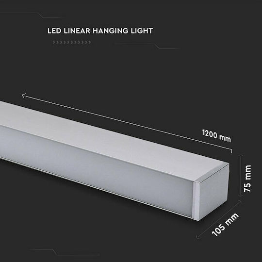 V-TAC LED Γραμμικό Φωτιστικό Οροφής 60W Φυσικό Λευκό IP20 με Ρυθμιζόμενη Ένταση Μ120xΒ7.5xΥ10.5εκ.