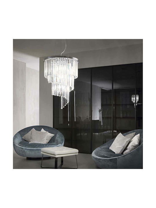 Ideal Lux Carlton SP8 Πολυέλαιος 8xE14 Ø40cm με Κρύσταλλα Διάφανος 117737