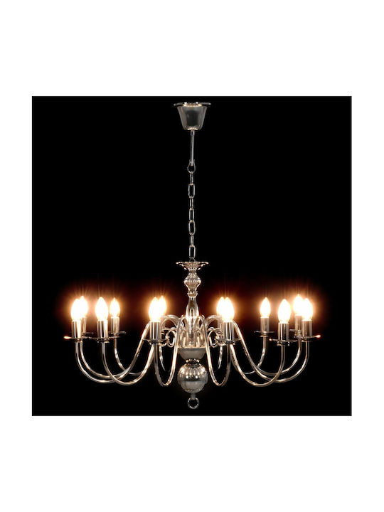vidaXL Kronleuchter 12xE14 mit Kerzen Silber 281622