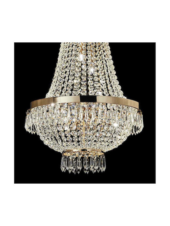 Ideal Lux Πολυέλαιος Ø38cm με Κρύσταλλα Χρυσός Ideal Lux Πολυέλαιος Ø38cm με Κρύσταλλα Χρυσός