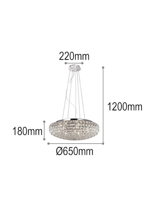 Ideal Lux Candelabru 12xG9 Ø65cm Cu Cristale Argintii 088013