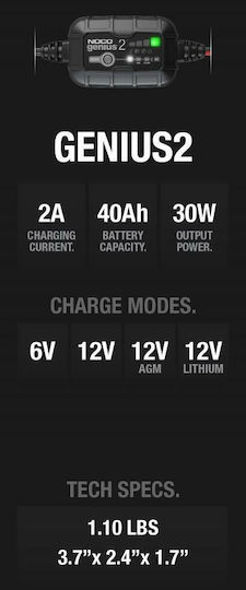 Noco Genius2 Car Battery Charger & Maintainer 6/12V