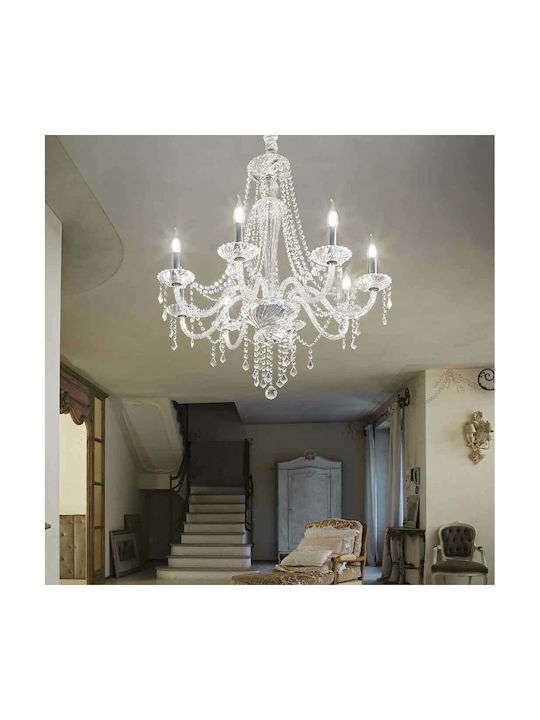 Ideal Lux Amadeus SP8 Chandelier Candlestick 8xE14 Transparent 168777
