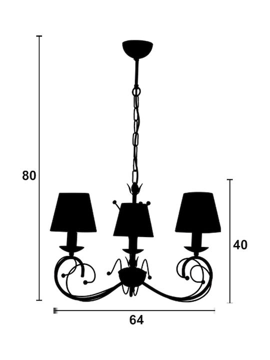 ArkoLight Kronleuchter 3xE14 mit Schirmen Beige 1362-1/3-Α