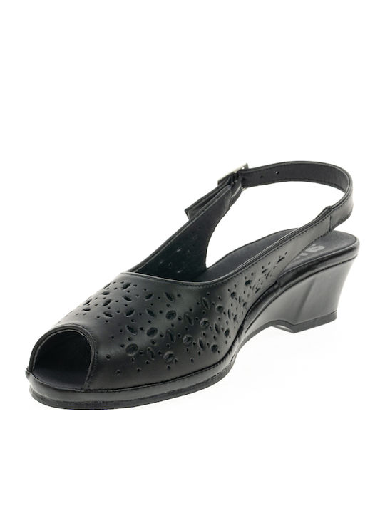 279PT Anatomic Women's Peep Toe Platforms Black