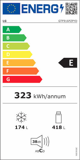 LG Ψυγείο Δίπορτο 592lt Total NoFrost Υ184xΠ86xΒ73εκ. Inox GTF916PZPYD