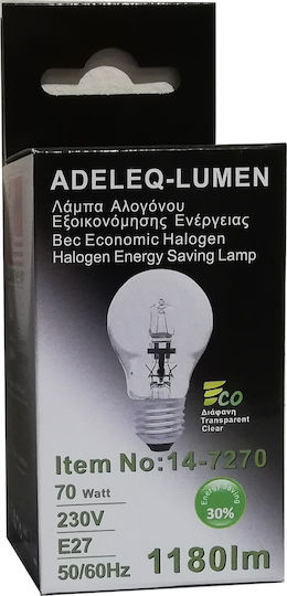 Adeleq Halogen Lamp for Socket E27 with Power 70W 230V