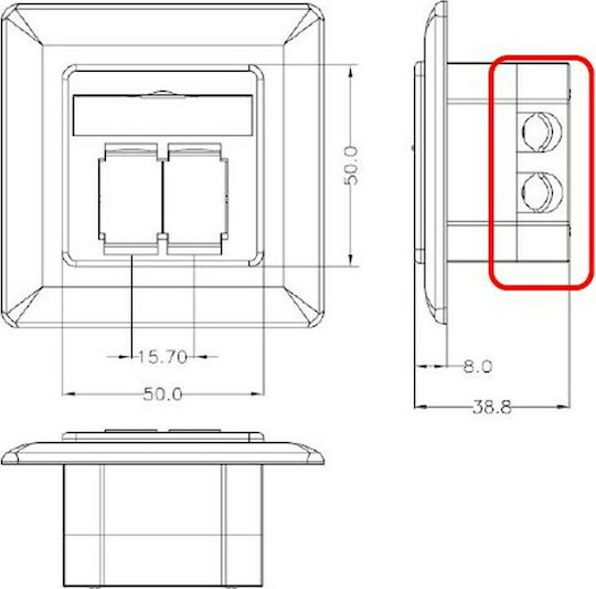 Goobay Double External Network Socket RJ45 Type Cat6 in White Colour (80x80mm) 68572