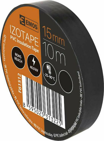 Emos Isolierband 15mm x 10m PVC Schwarzes Schwarz