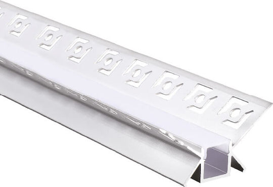 Aca Walled Aluminum Profile for LED Strip Corner with Opal Cover 200x4.6x2.4cm