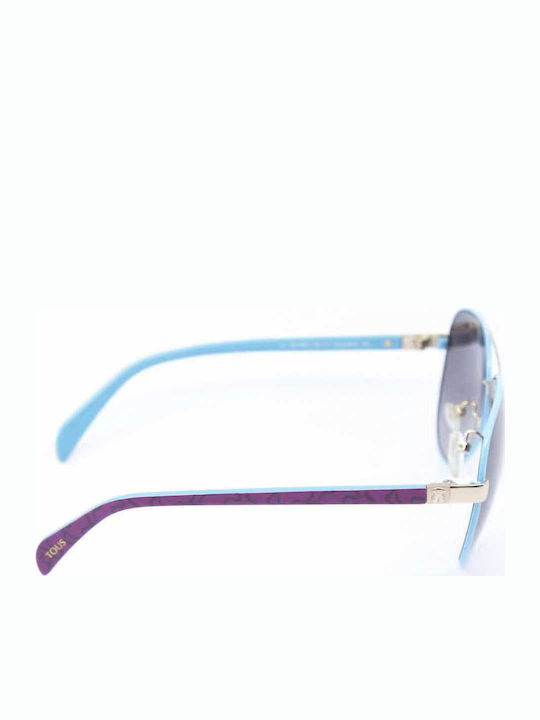 Tous Sonnenbrillen mit Blau Rahmen und Lila Verlaufsfarbe Linse