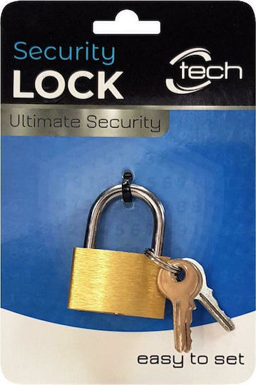 C-TECH C-Tech Stahl Vorhängeschloss Messing mit Schlüssel Metallisch 50mm 1Stück