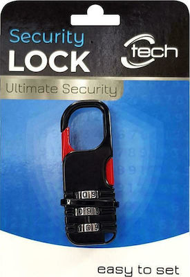 C-Tech Padlock Γάντζος Combination with Metal Black Hook 21mm 1pcs