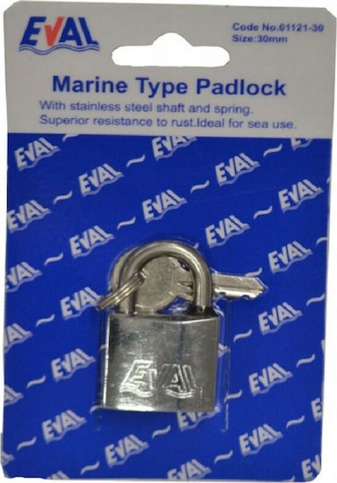 Eval Steel Padlock Brass with Key Naval Type 30mm 1pcs