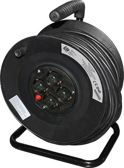 Adeleq Extension Reel Cord 3 x 1.5mm²/50m Black