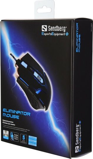 Sandberg Eliminator Mouse RGB Gaming Ποντίκι Μαύρο