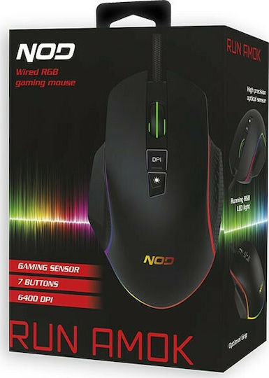 NOD Run Amok RGB Gaming Gaming Maus 6400 DPI Schwarz